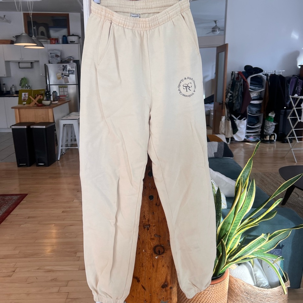 Sporty & Rich Beige Sweatpants with Logo